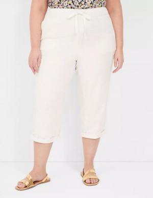 White Rose Lane Bryant Slub Pull-On Crop Women Pants | RCI4256WZ