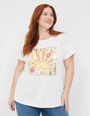 White Rose Lane Bryant Sunset Chaser Graphic Tee Women T Shirts | APW6354WF