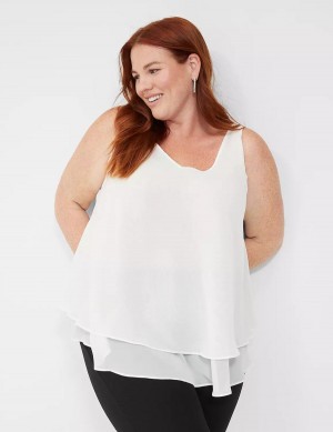 White Rose Lane Bryant Swing Sleeveless Double-Layer Shell Women Tank Top | YUT7738BQ