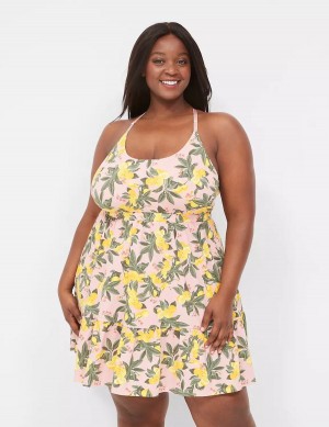 Yellow Lane Bryant Comfy Cotton Strappy-Back Chemise Women Dress | GBI3590MI