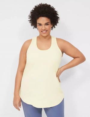 Yellow Lane Bryant LIVI Scoop-Neck Wicking Rib Racerback Women Tank Top | BHW6576KY