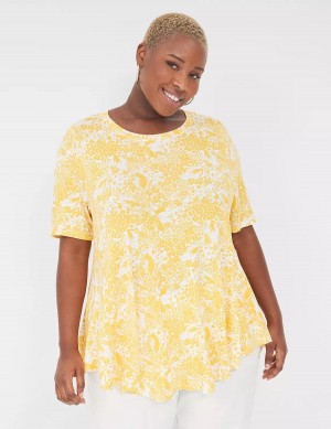 Yellow Lane Bryant Max Swing Perfect Sleeve Crew-Neck Tee Women T Shirts | UIZ2277BZ