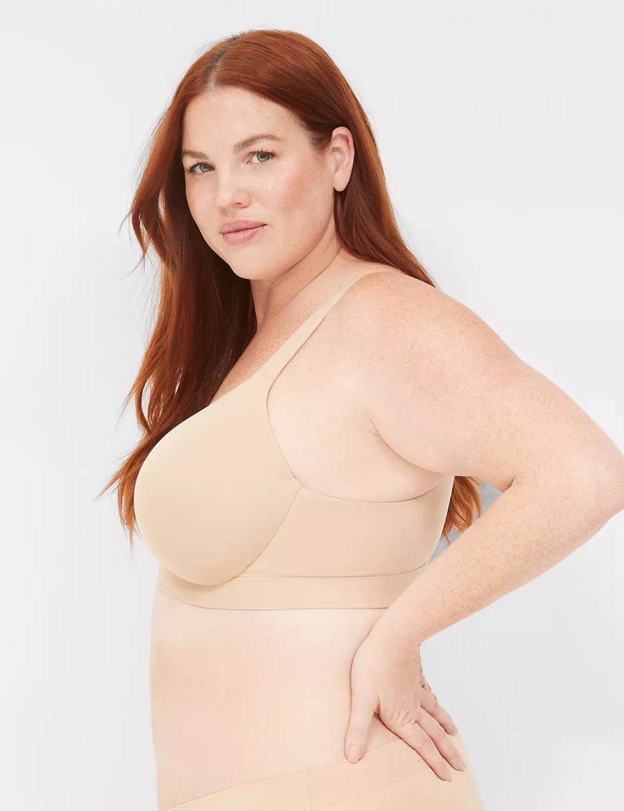 Beige Lane Bryant Comfort Bliss Lightly Lined Plunge Women Bralettes | RJH7222NL