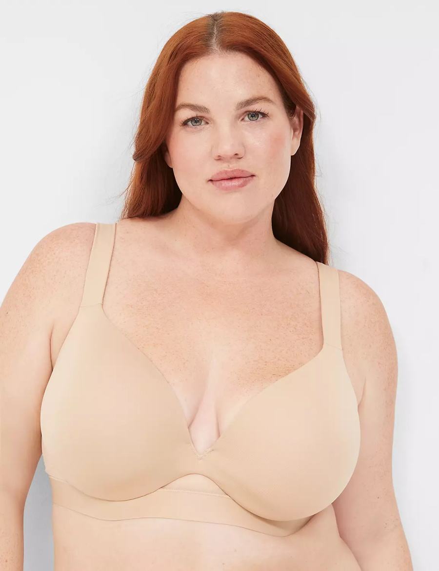 Beige Lane Bryant Comfort Bliss Lightly Lined Plunge Women Bralettes | RJH7222NL