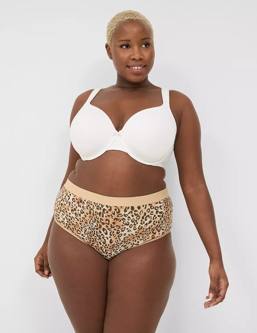 Beige Lane Bryant Cotton High-Leg With Wide Waistband Women Briefs | ADV6174OQ