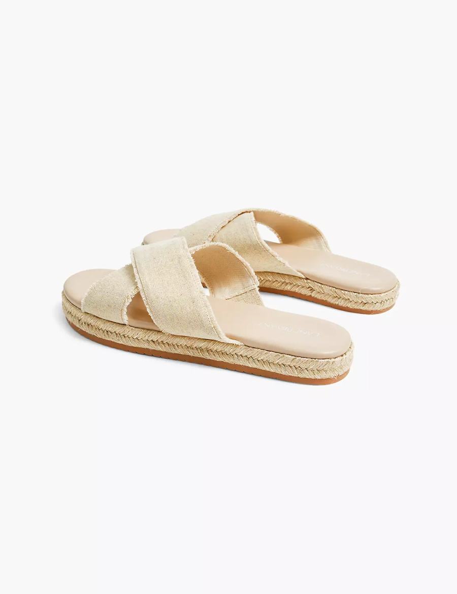 Beige Lane Bryant Dream Cloud Criss-Cross Espadrille Women Slide Sandals | GSA944LE