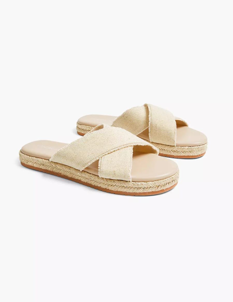 Beige Lane Bryant Dream Cloud Criss-Cross Espadrille Women Slide Sandals | GSA944LE