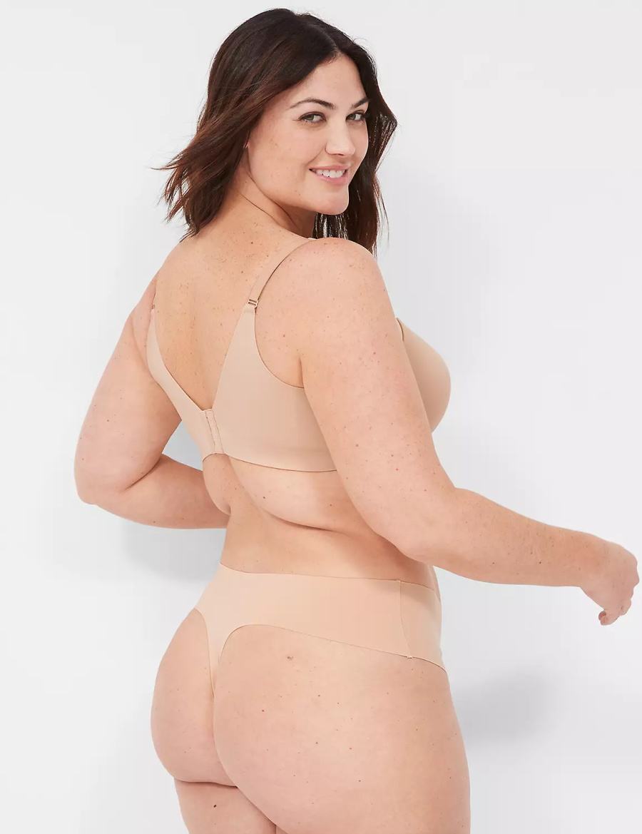 Beige Lane Bryant Invisible Edge Women Thong Panty | AYK6028XT