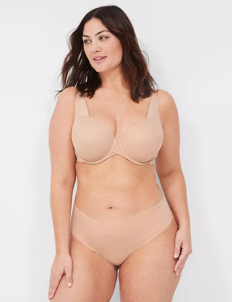 Beige Lane Bryant Invisible Edge Women Thong Panty | AYK6028XT