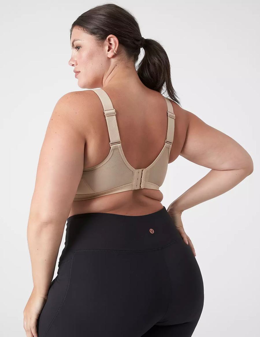 Beige Lane Bryant LIVI High-Impact Wicking Underwire Women Sports Bra | FEB6724FZ