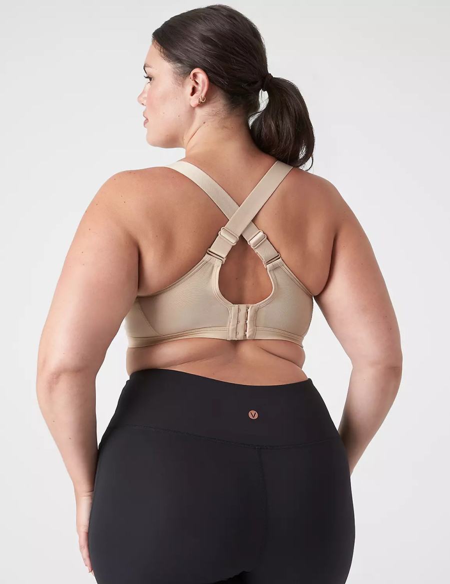 Beige Lane Bryant LIVI High-Impact Wicking Underwire Women Sports Bra | FEB6724FZ