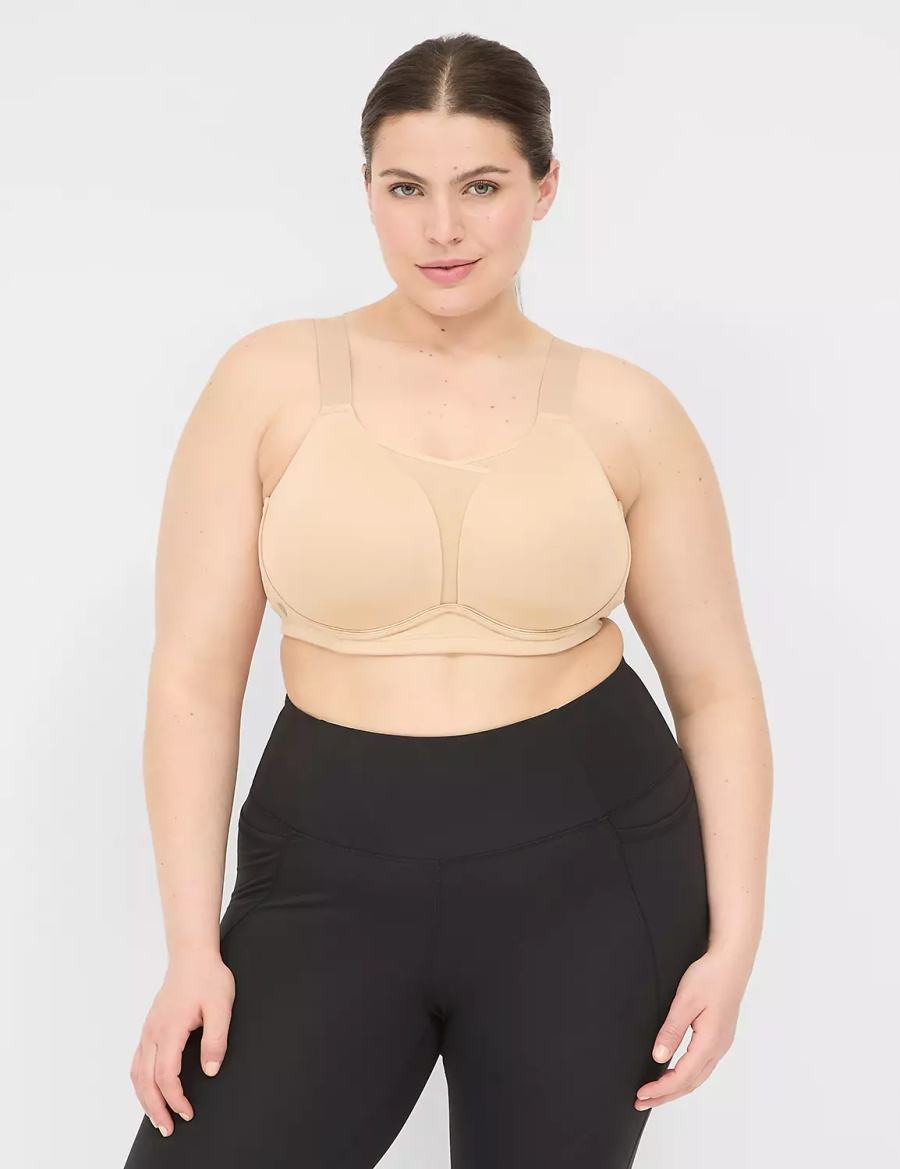 Beige Lane Bryant LIVI Wicking Medium Impact NW Women Sports Bra | FZY7038ZI