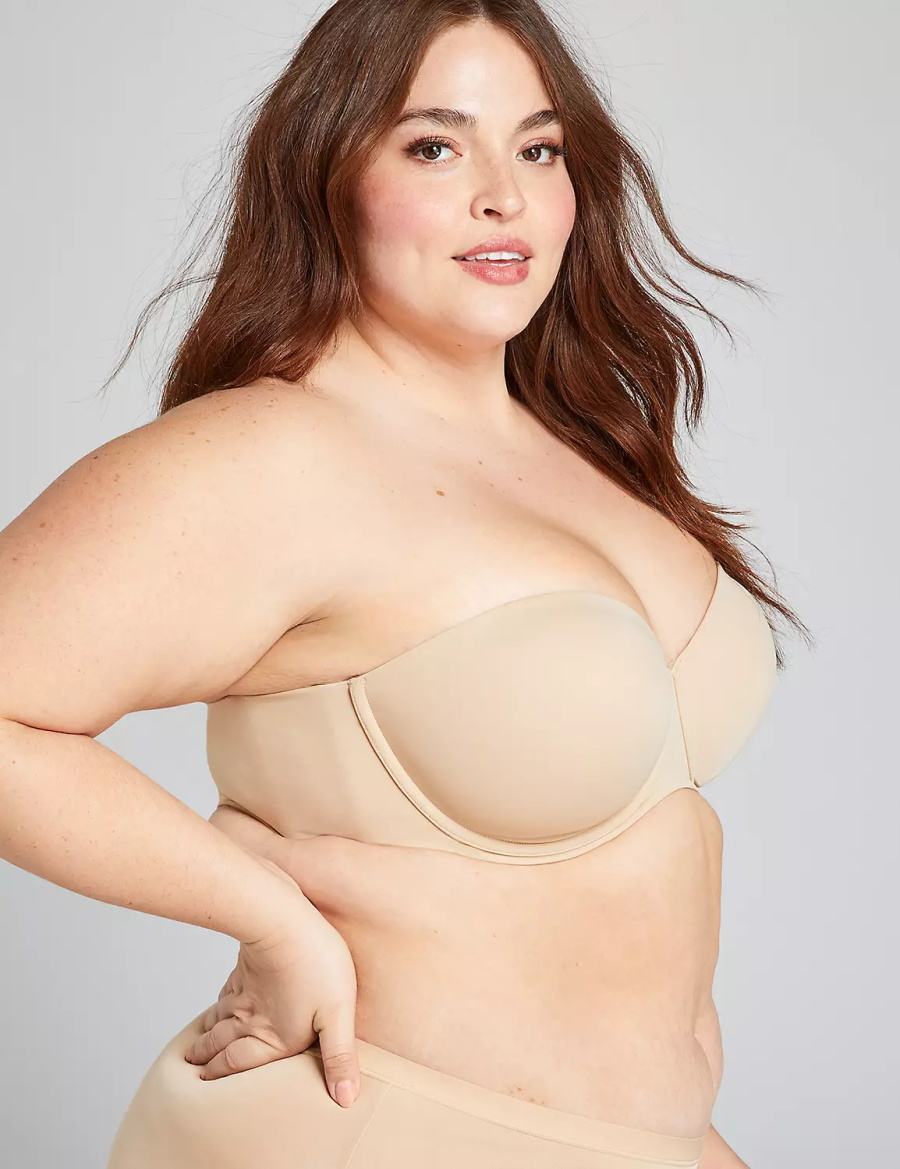 Beige Lane Bryant Lightly Lined Multi-Way Women Strapless Bra | TAG3161FE