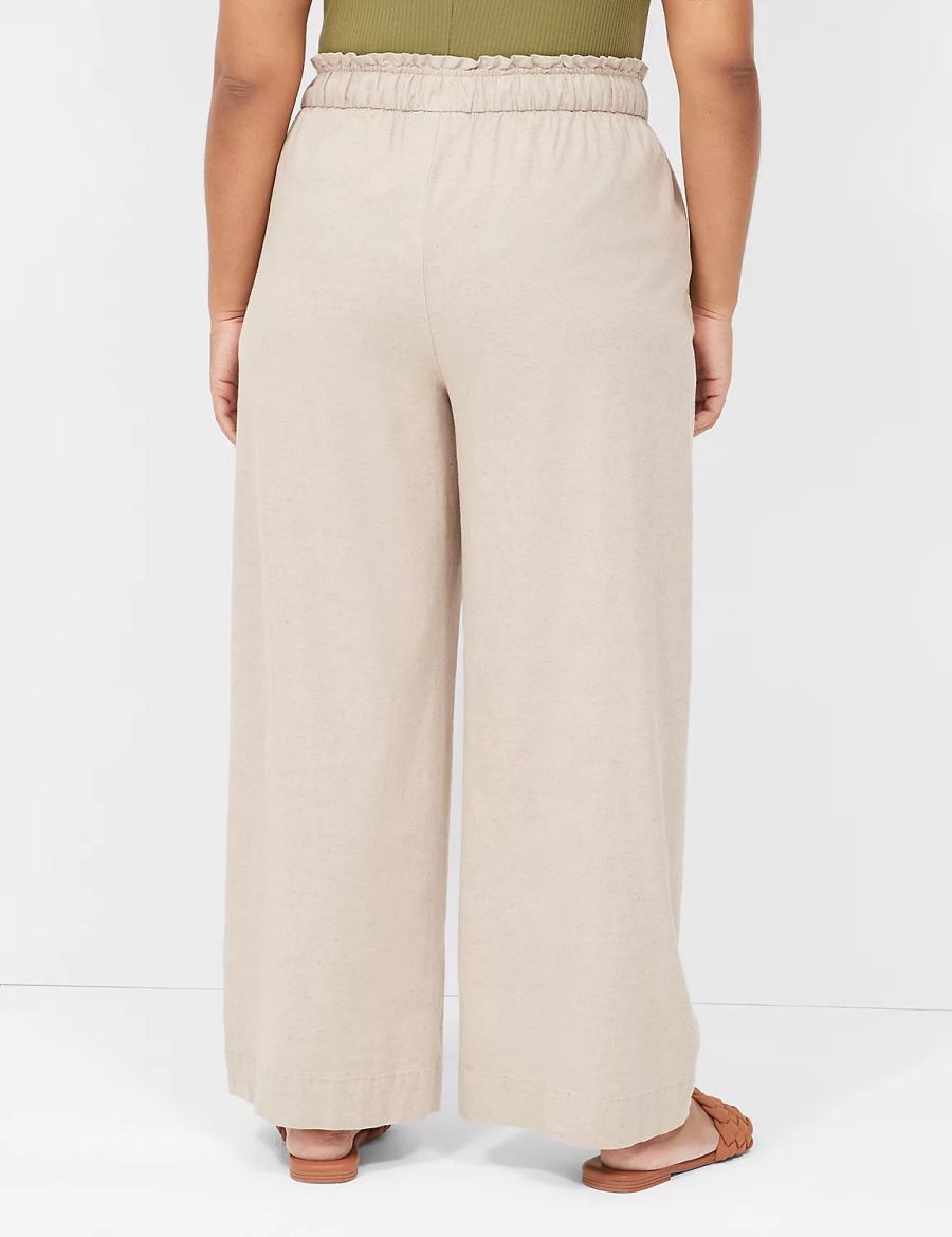 Beige Lane Bryant Linen Wide Leg Women Pants | TTL4492NW