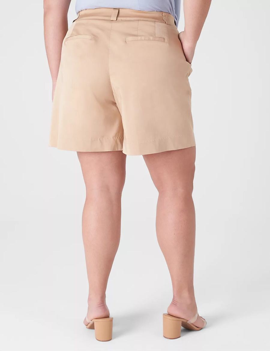 Beige Lane Bryant Silky Chino City Women Shorts | OAN8993BO