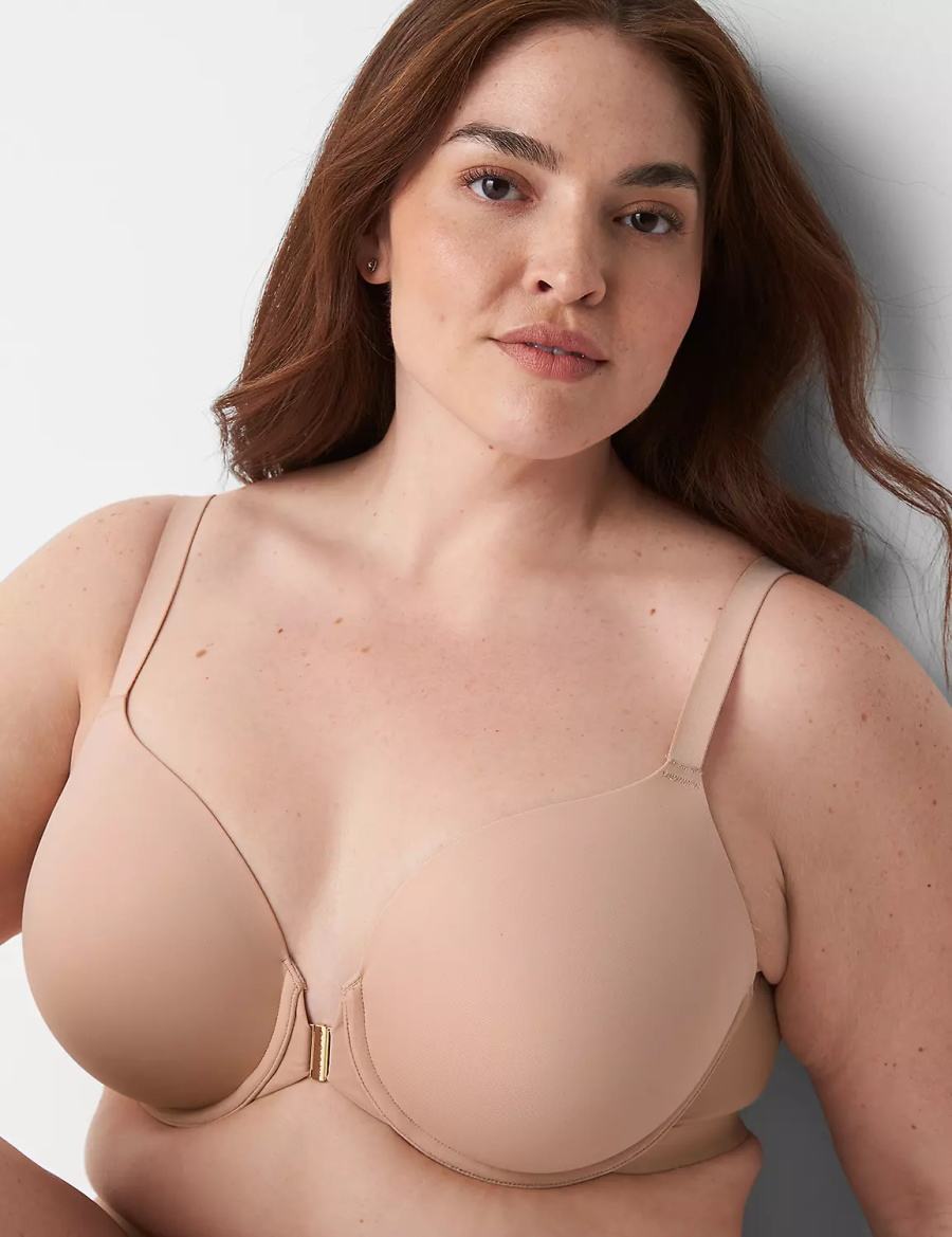 Beige Lane Bryant Totally Smooth Full Coverage Front-Close Women Bralettes | WZS4125AM