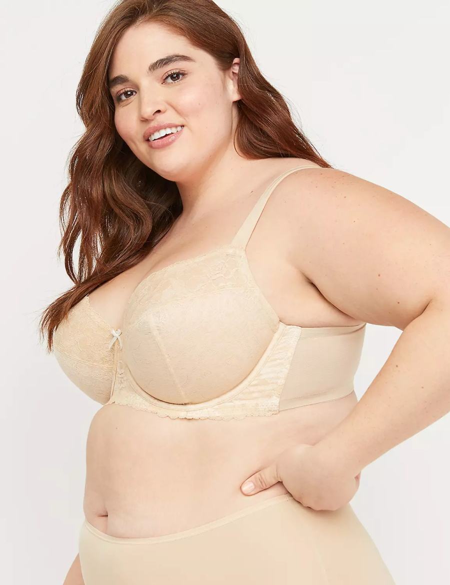 Beige Lane Bryant Unlined with Lace Women Balconette Bra | FGH1228XQ