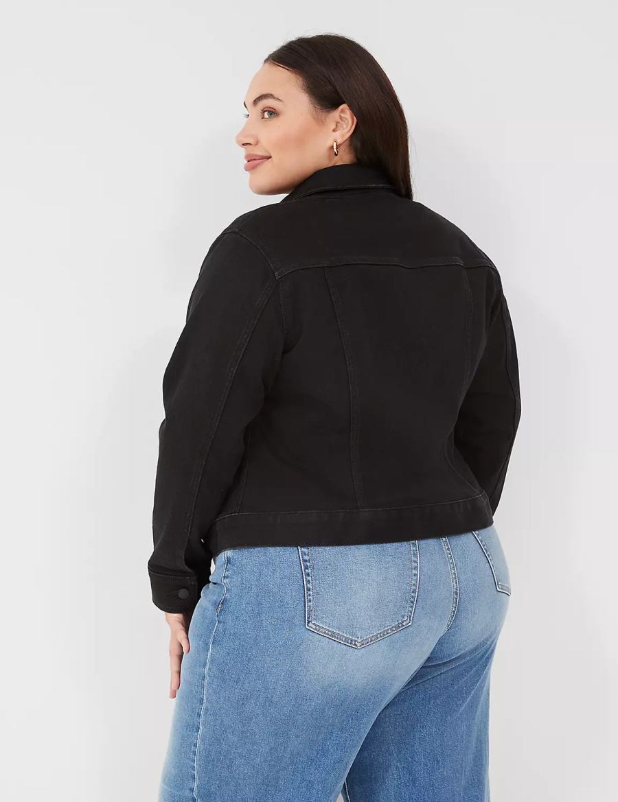 Black Lane Bryant Black Denim Women Jackets | SAI2348YP