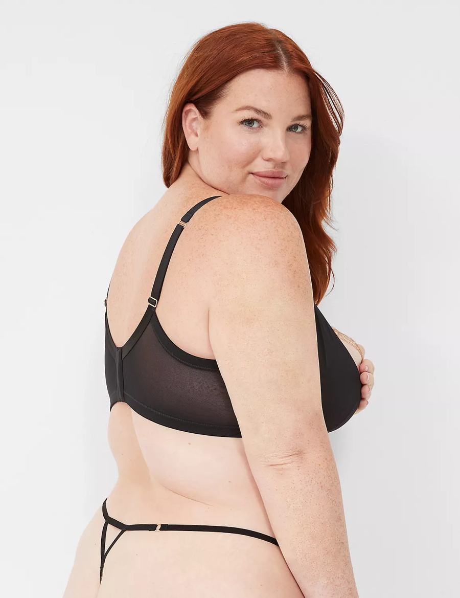 Black Lane Bryant Chain Embellished Women Thong Panty | GVG592RA