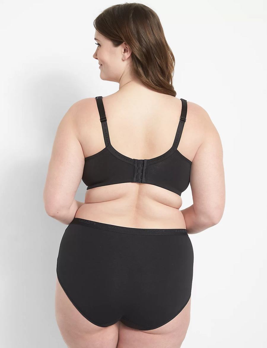 Black Lane Bryant Cotton Boost Plunge With Lace Women Bralettes | EAY4420CM