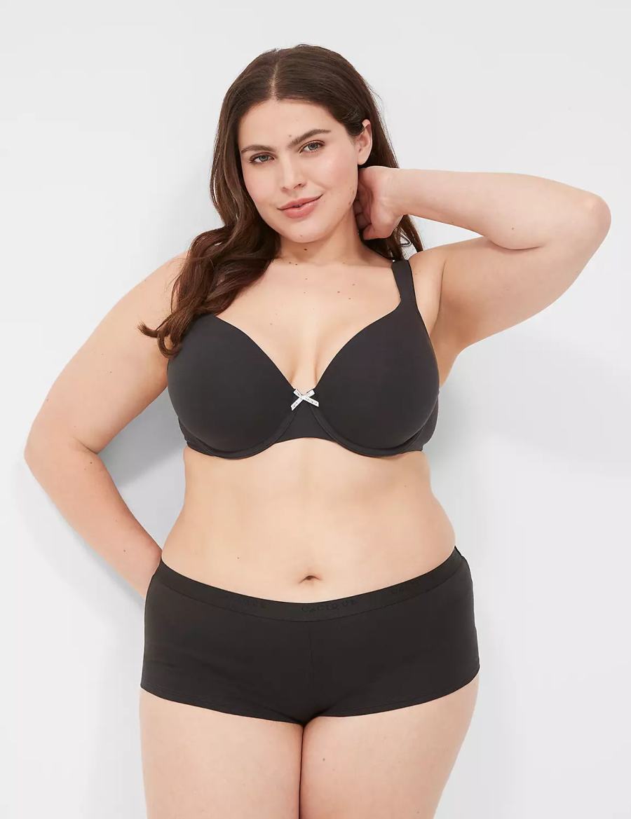 Black Lane Bryant Cotton Boyshort Women Briefs | FJM3668EN