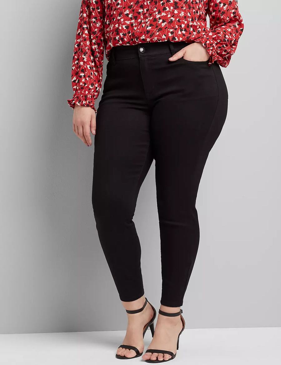 Black Lane Bryant Curvy Fit High-Rise Skinny Women Jeans | TJR3019CS