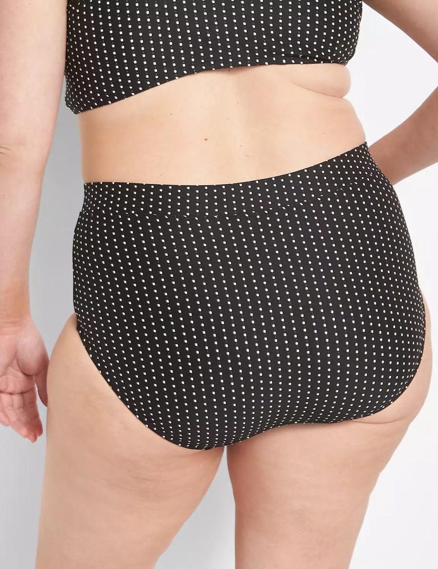 Black Lane Bryant Dot Texture Swim Women Briefs | LPU7796NO