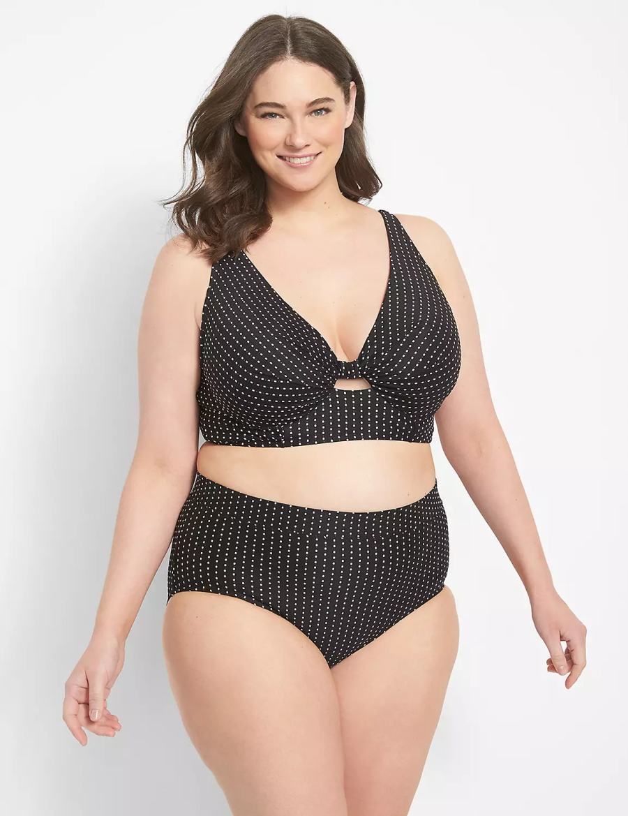 Black Lane Bryant Dot Texture Swim Women Briefs | LPU7796NO