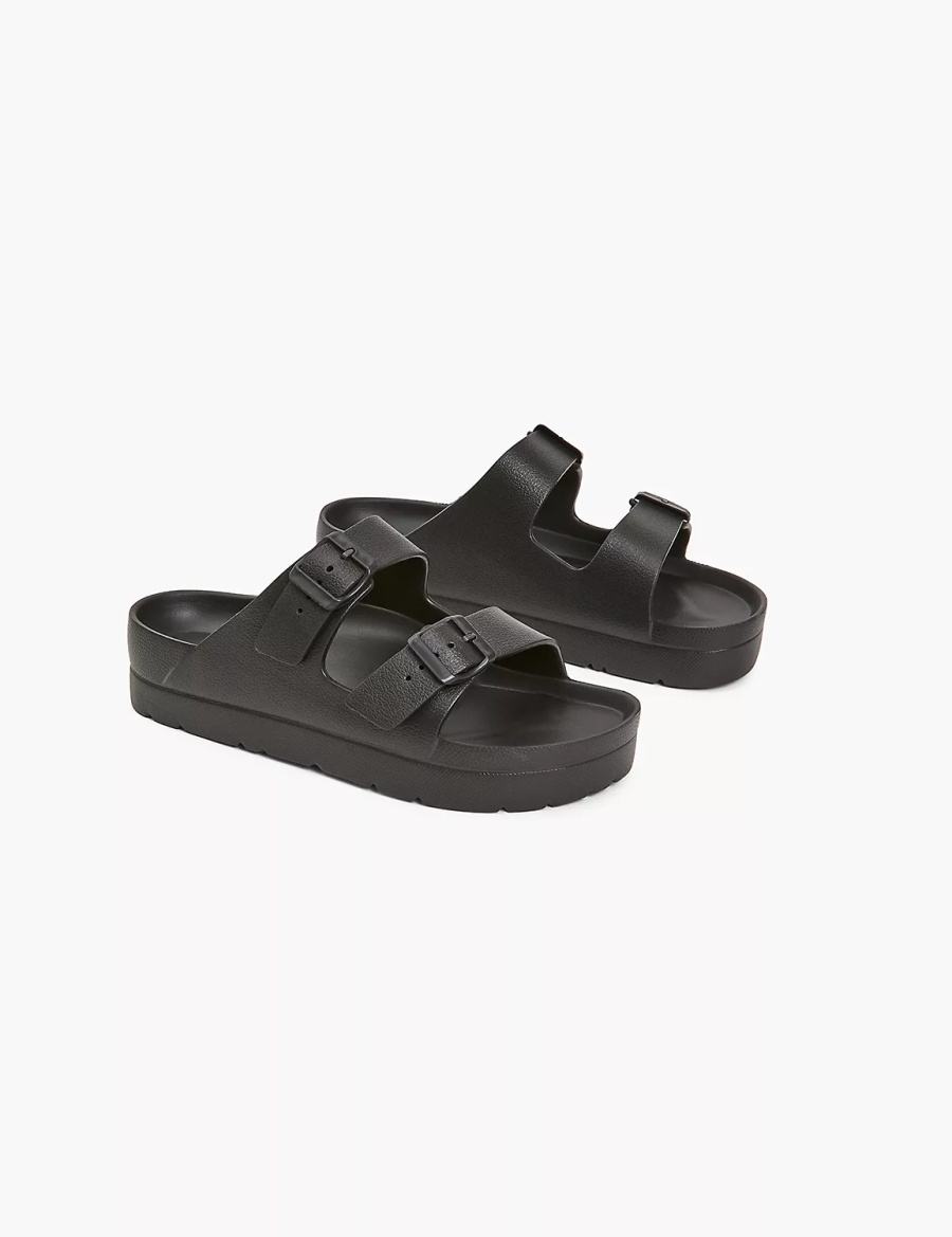 Black Lane Bryant Double-Band Women Slide Sandals | OLH9785HK