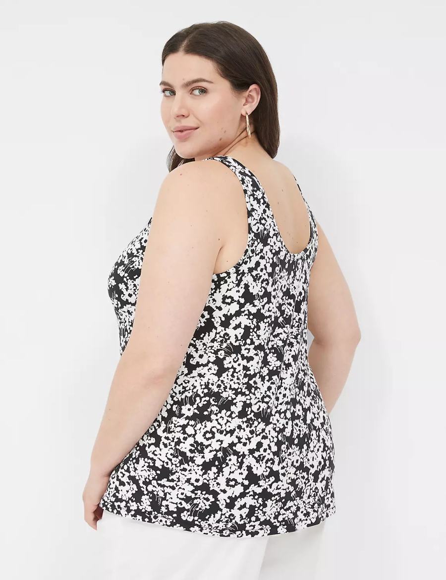 Black Lane Bryant Double Scoop Women Tank Top | GEN1064RW