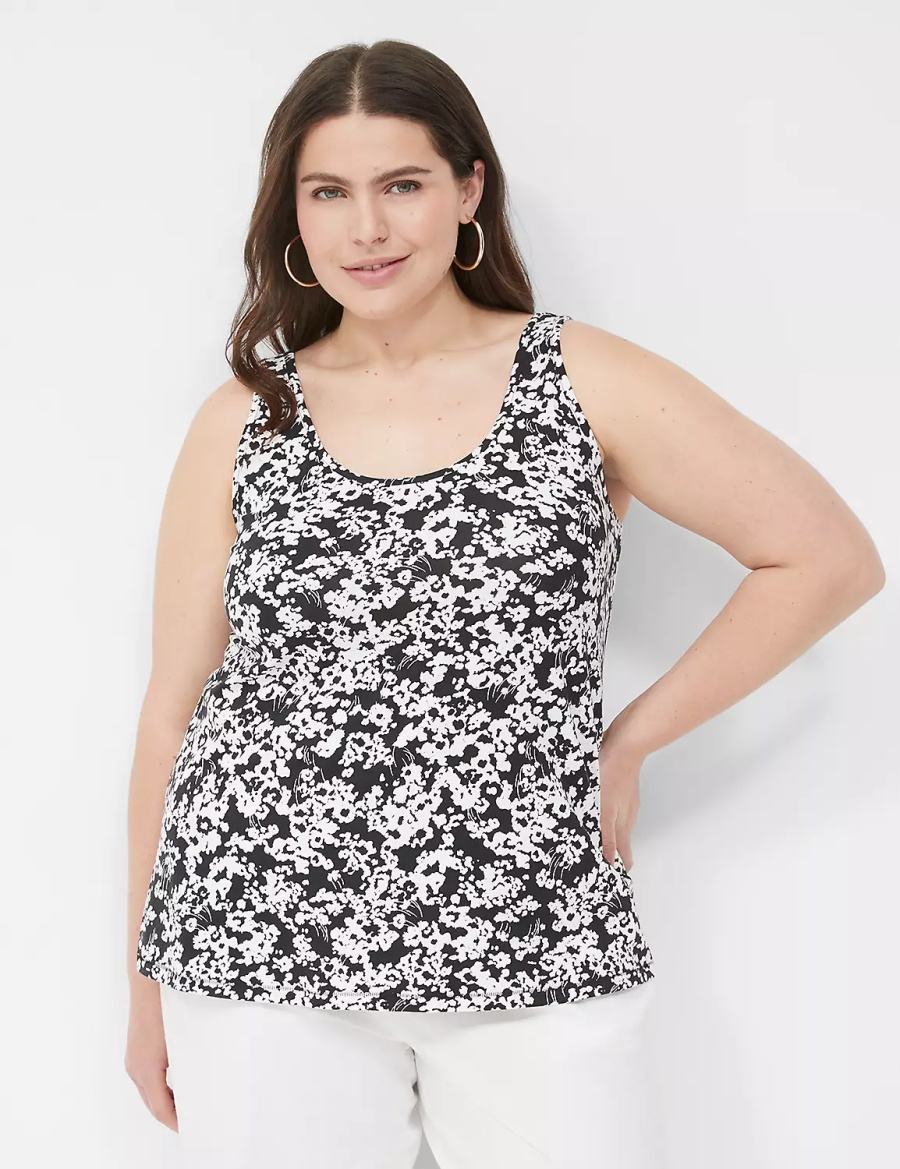 Black Lane Bryant Double Scoop Women Tank Top | GEN1064RW