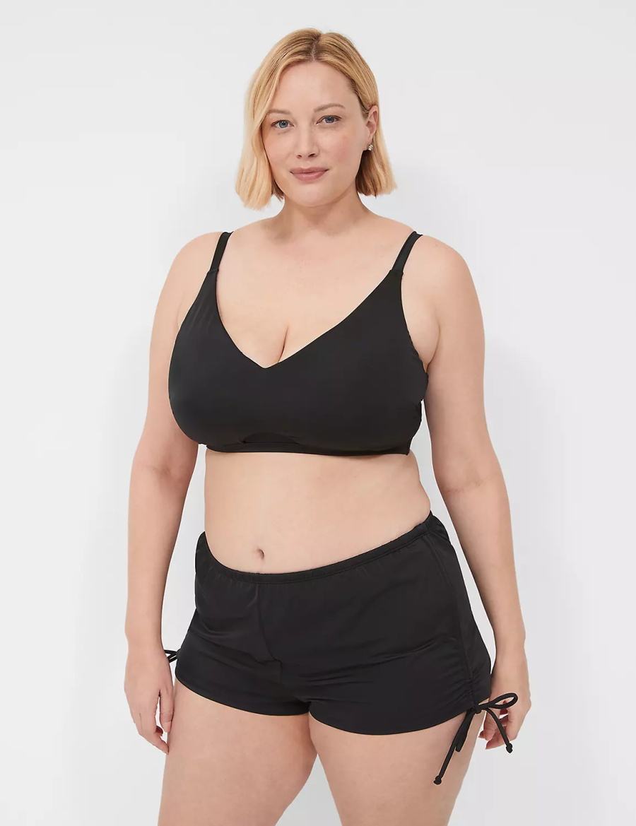 Black Lane Bryant Drawstring Swim Women Skirts | DPJ1069KC