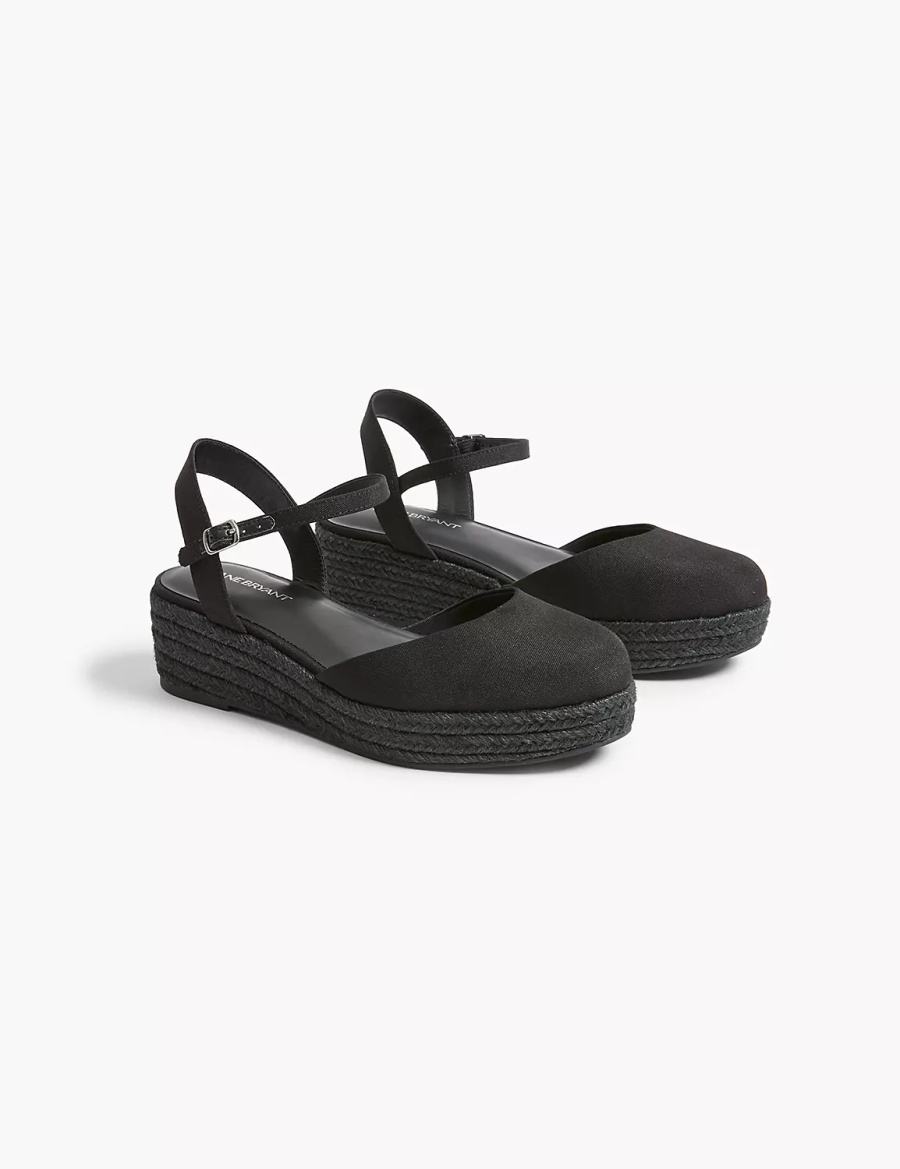 Black Lane Bryant Dream Cloud Ankle-Strap Espadrille Women Wedge Sandals | PNE2662MD