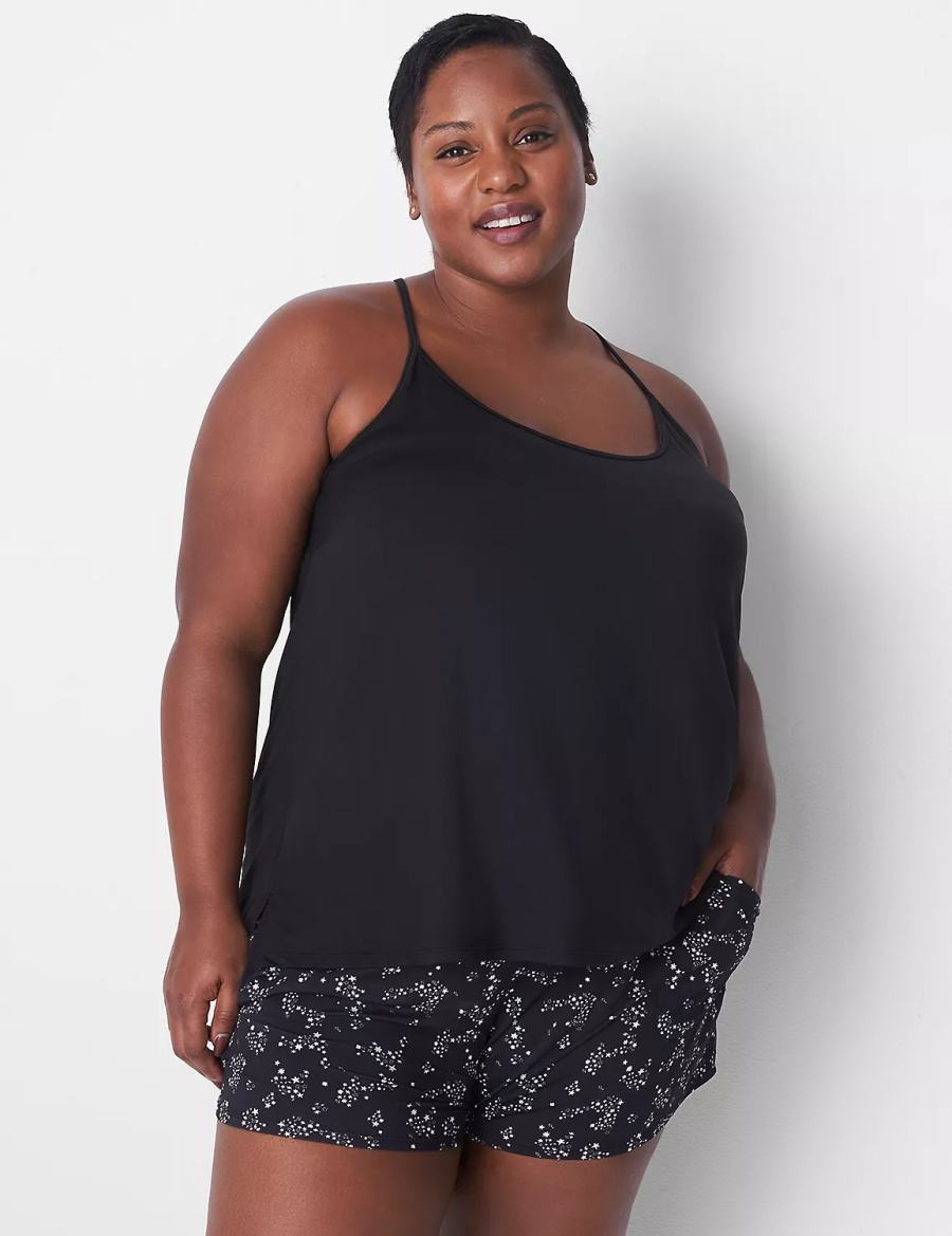 Black Lane Bryant DreamyCool Cami & Short PJ Set Women Pajamas | DMD4344AC