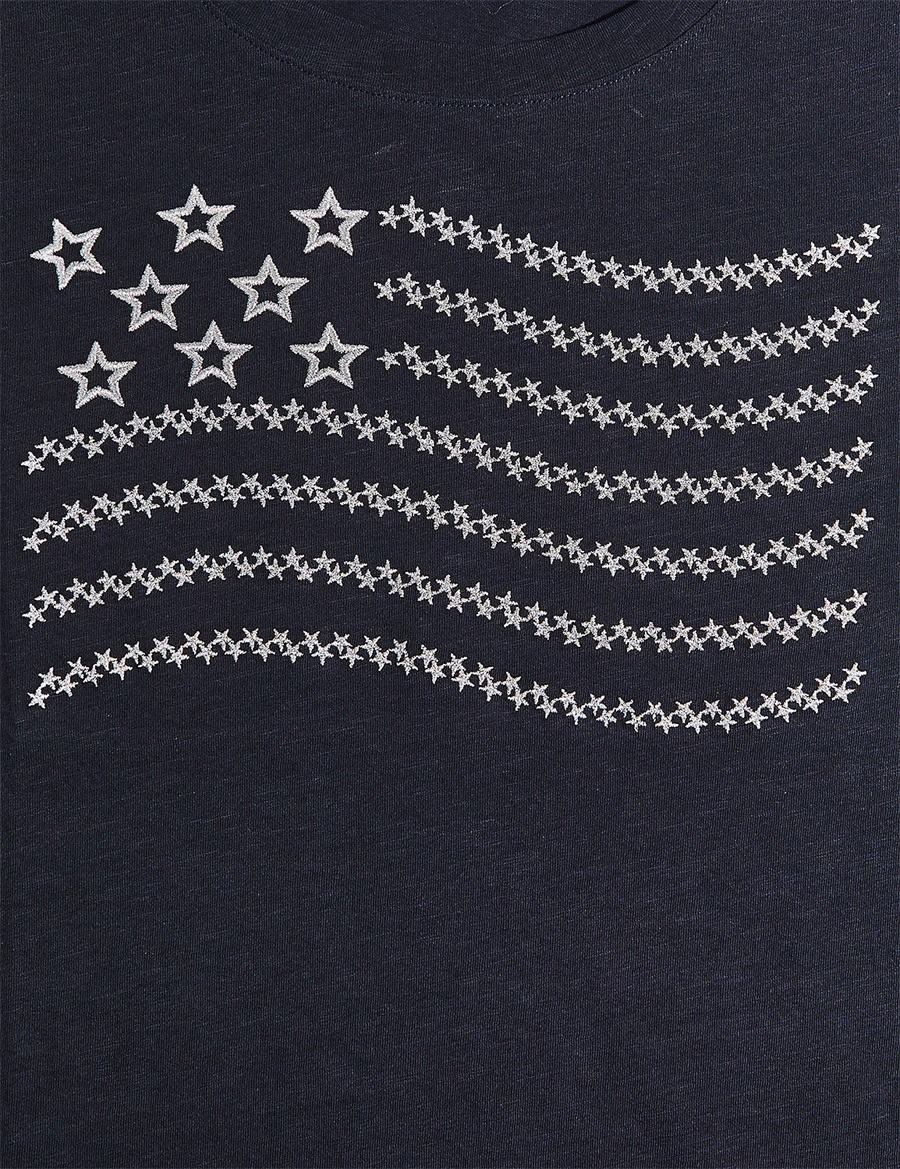 Black Lane Bryant Embroidered Flag Graphic Tee Women T Shirts | EVT5095QZ