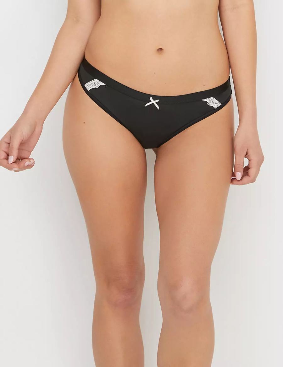 Black Lane Bryant Extra Soft Women Thong Panty | LIO7852GP