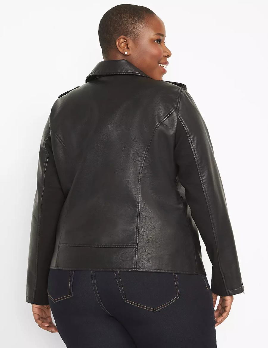 Black Lane Bryant Faux-Leather Moto Women Jackets | GTX185JJ