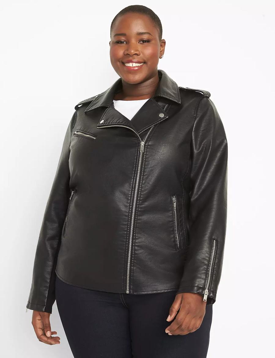 Black Lane Bryant Faux-Leather Moto Women Jackets | GTX185JJ