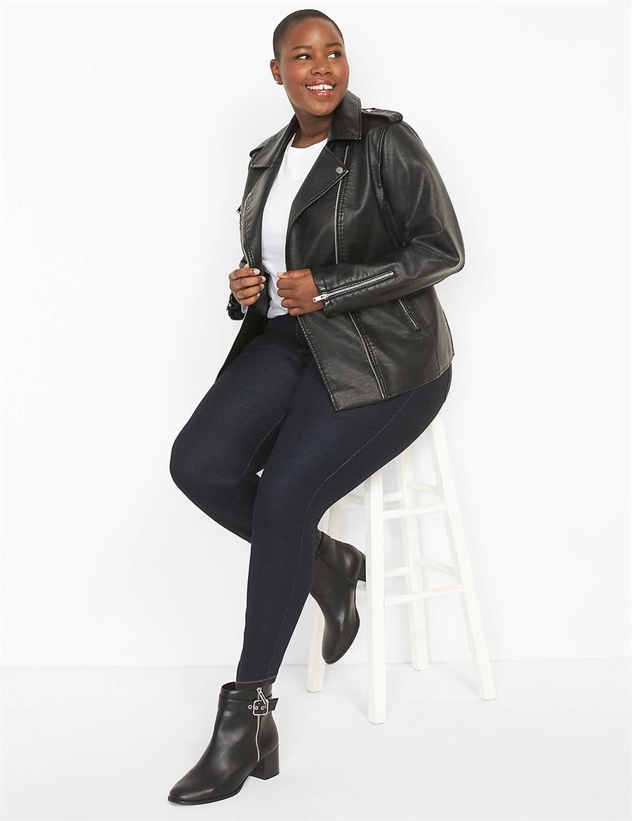 Black Lane Bryant Faux-Leather Moto Women Jackets | GTX185JJ