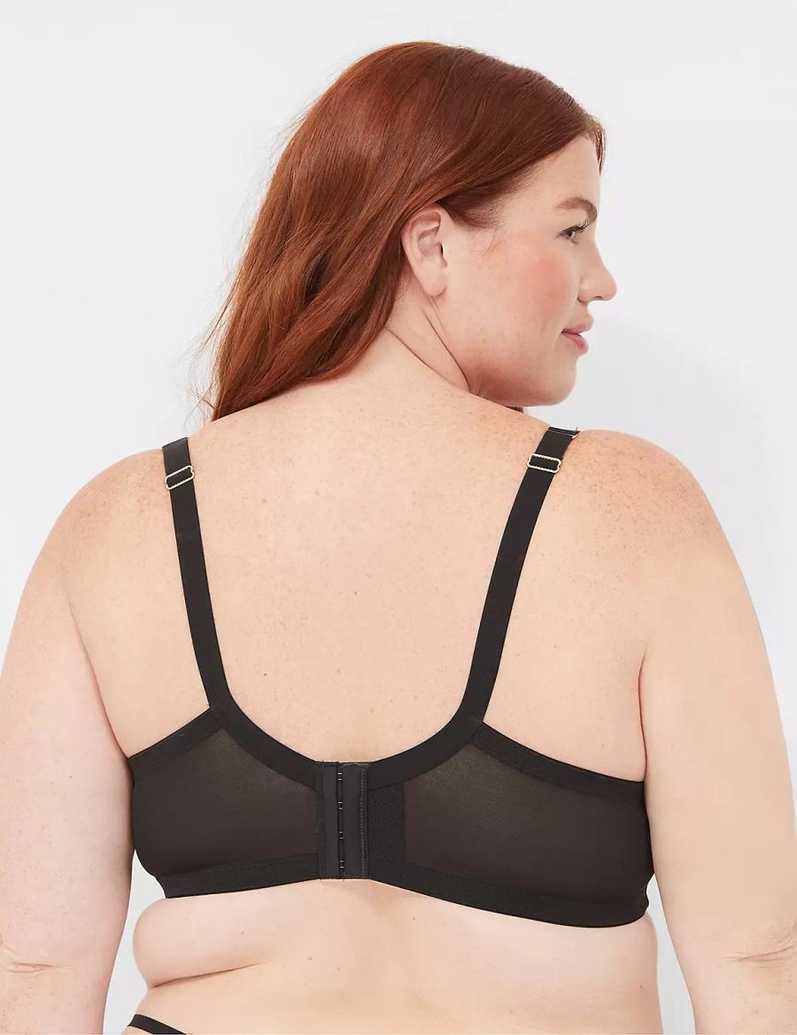 Black Lane Bryant Fishnet Lace Max Boost Plunge Women Bralettes | UEH5198WY