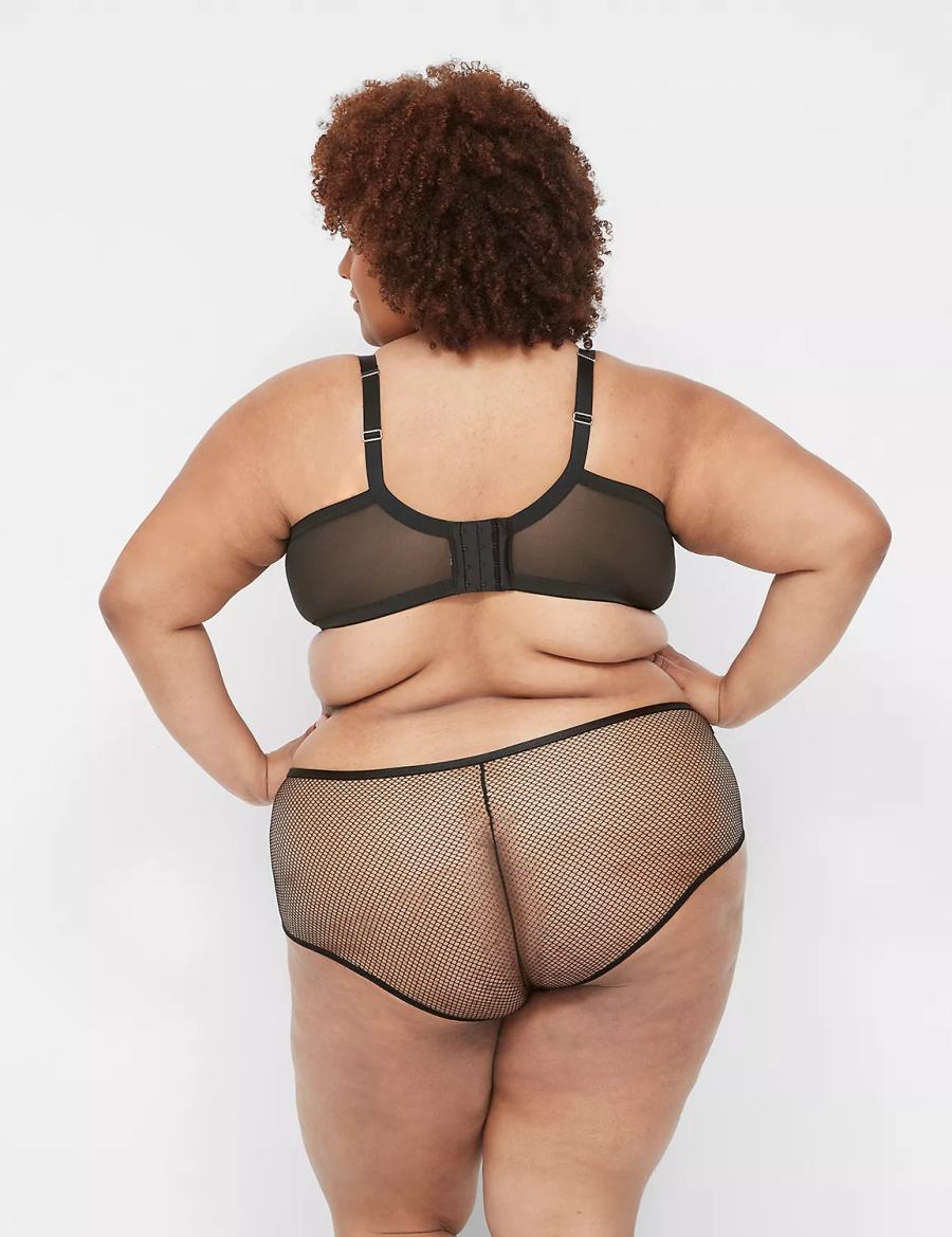 Black Lane Bryant Fishnet Lightly Lined Plunge Women Bralettes | VMH9190FN