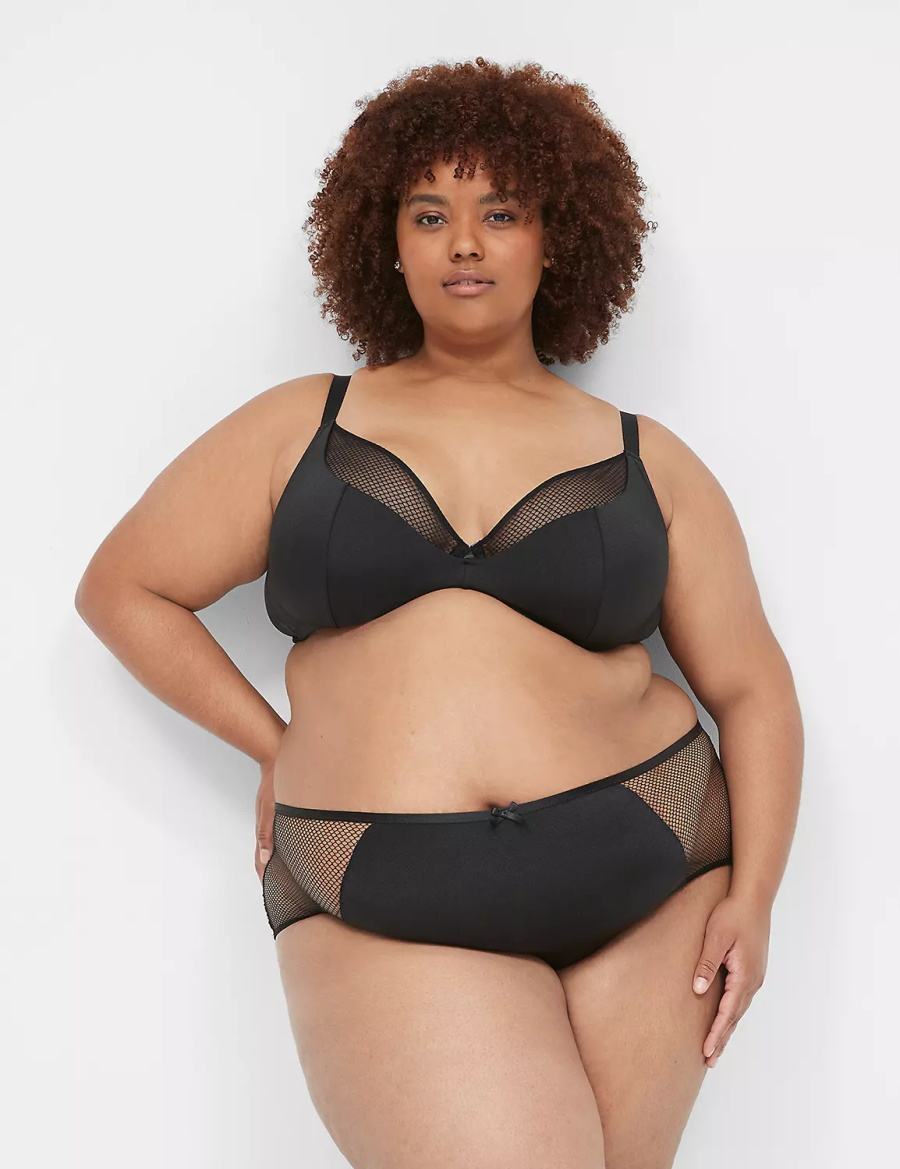 Black Lane Bryant Fishnet Women Briefs | FFV8422OE