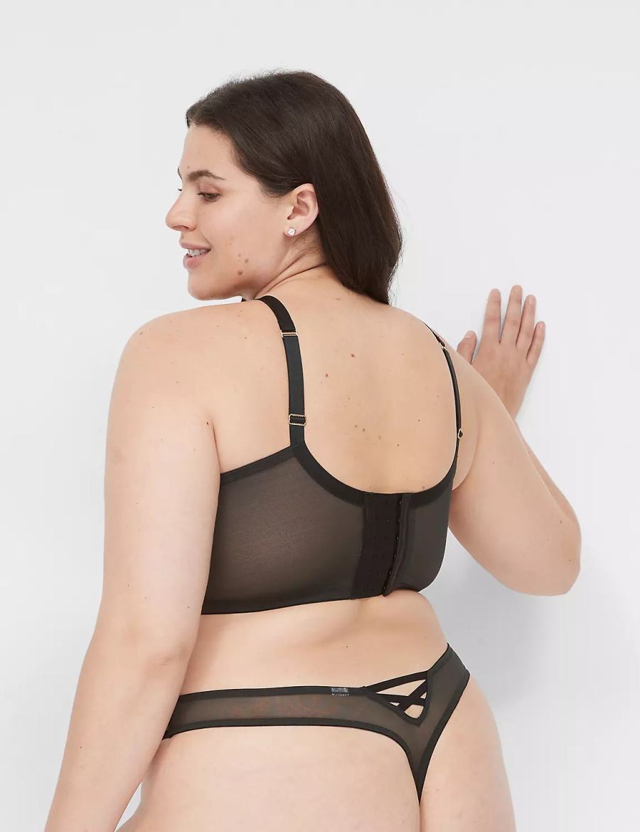 Black Lane Bryant Fishnet Women Thong Panty | YCQ9747ZW