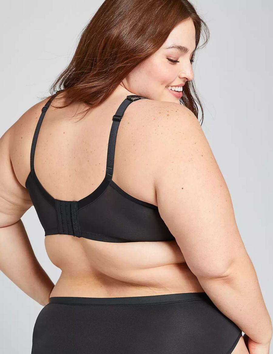 Black Lane Bryant Full Coverage with Lace Women Unlined Bra | FCZ3880DA