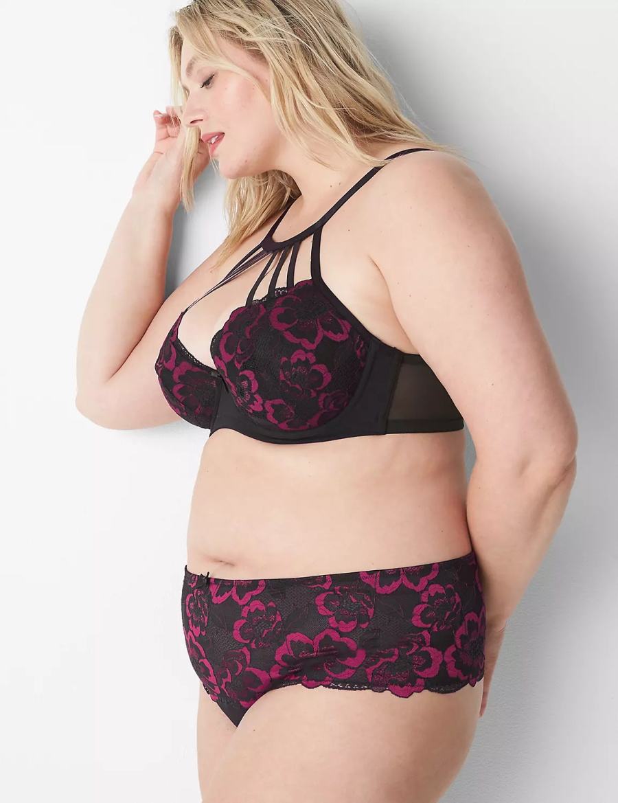 Black Lane Bryant High-Neck Lightly Lined Women Balconette Bra | HNK813AF