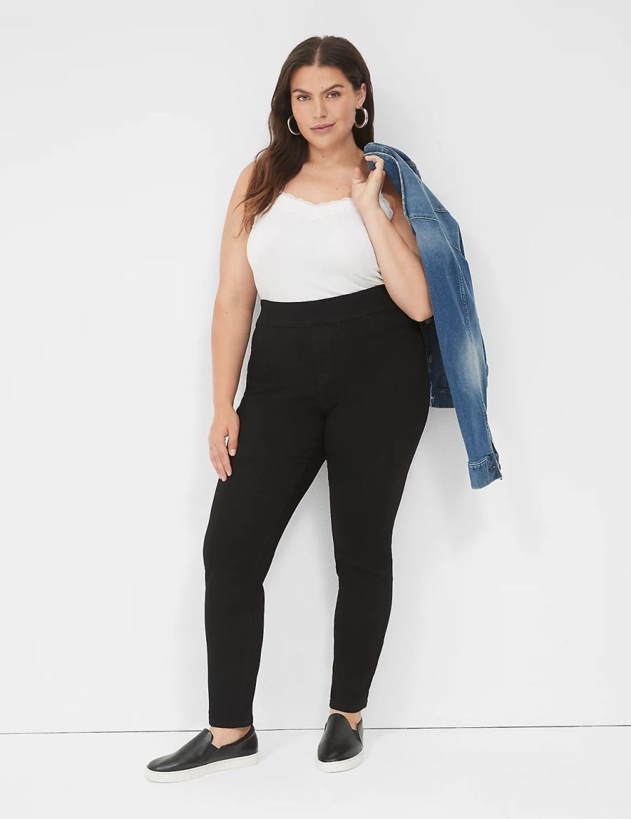 Black Lane Bryant High-Rise Sateen Pull-On Women Jeggings | DUJ330YZ