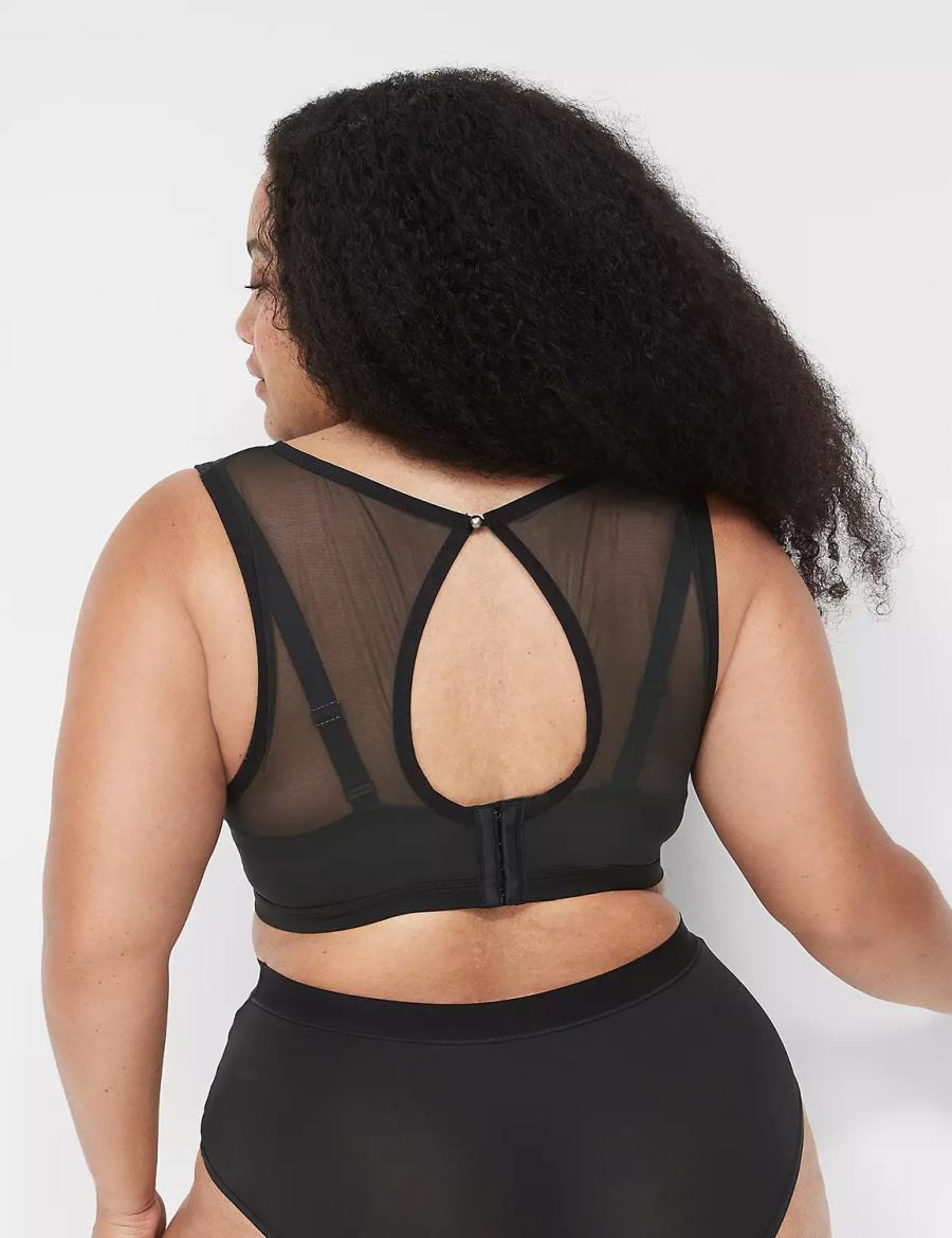 Black Lane Bryant High Apex With Mesh Overlay Women Bralettes | KRD6625TN