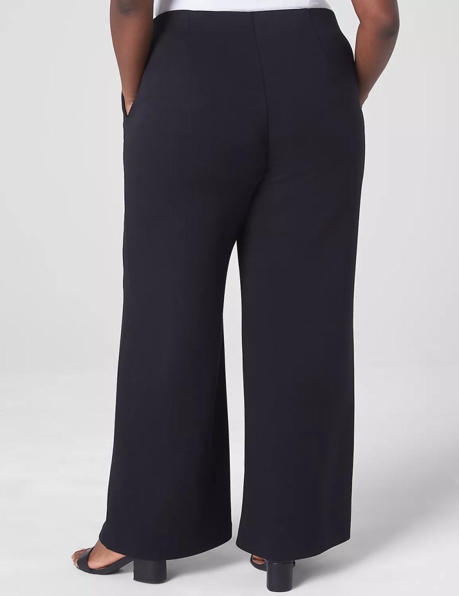 Black Lane Bryant Journey Knit High-Rise Wide Leg Women Pants | ZZL9420KY