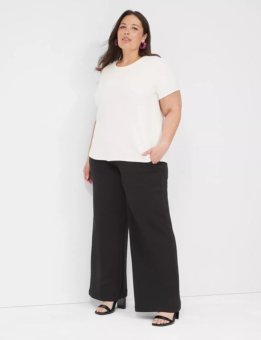 Black Lane Bryant Journey Knit High-Rise Wide Leg Women Pants | ZZL9420KY