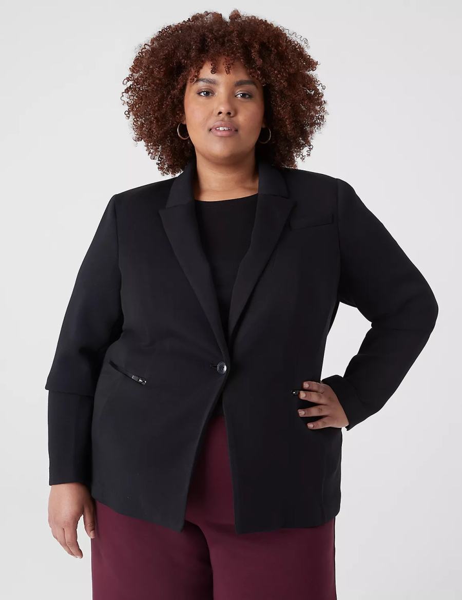 Black Lane Bryant Journey Knit With Zipper Pocket Women Jackets | WSR714WY